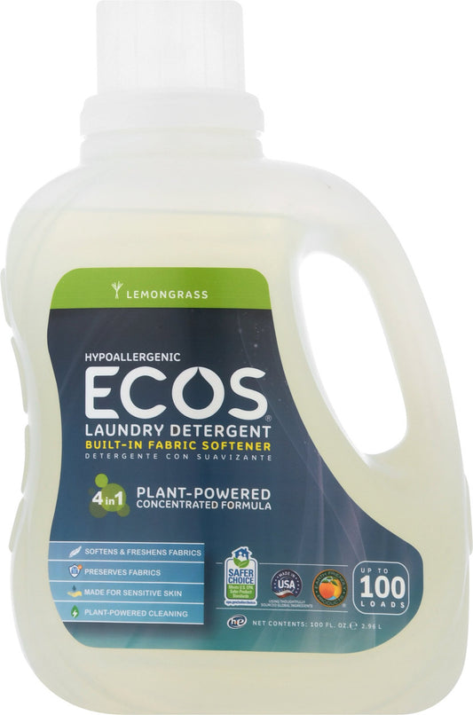 Earth Friendly Ecos Lemongrass Ultra Liquid Detergent (4x100 Oz)
