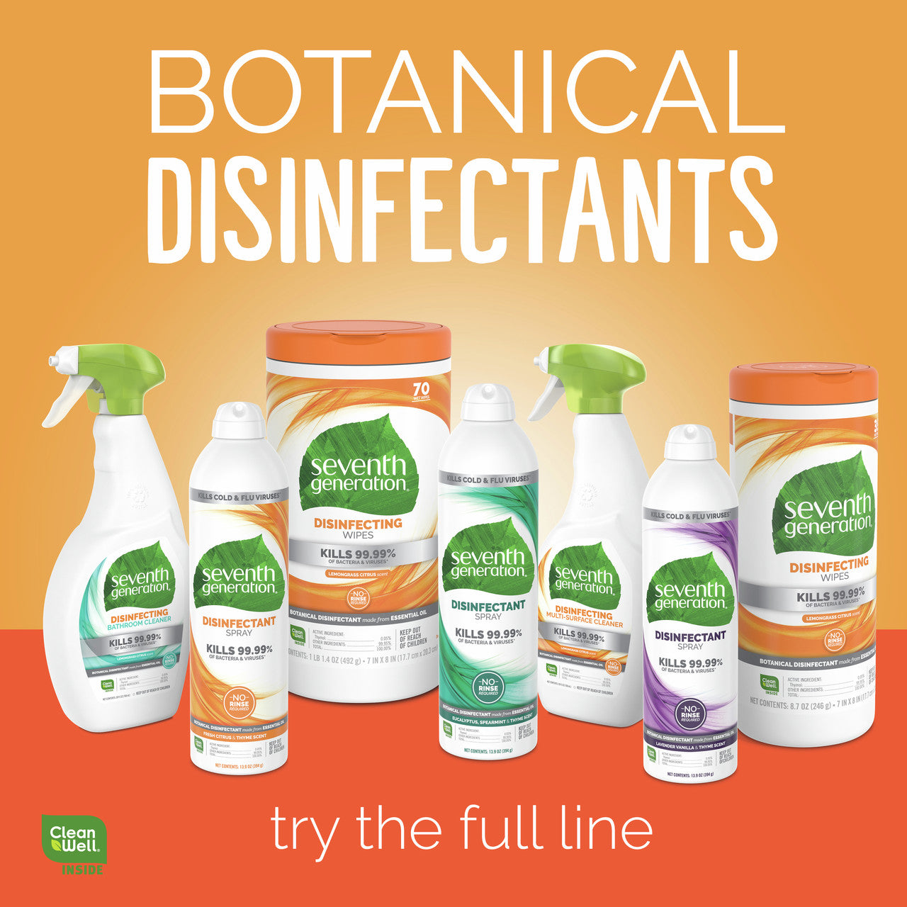 Seventh Generation Disinfecting Multi-Surface Wipes (6x70 ct)